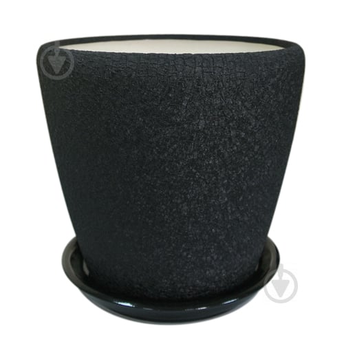 Горшок керамический Ориана-Запорожкерамика Грация №4 черный шелк круглый 1,2 л - фото 1