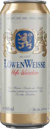 Пиво Lowenbrau Löwen Weisse світле нефільтроване ж/б 5,2% 0,5 л - фото 1