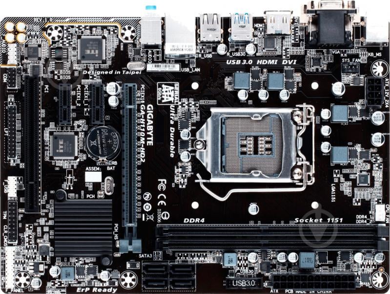 Материнська плата Gigabyte GA-H110M-HD2 (Socket 1151, Intel H110, mirco ATX) - фото 1