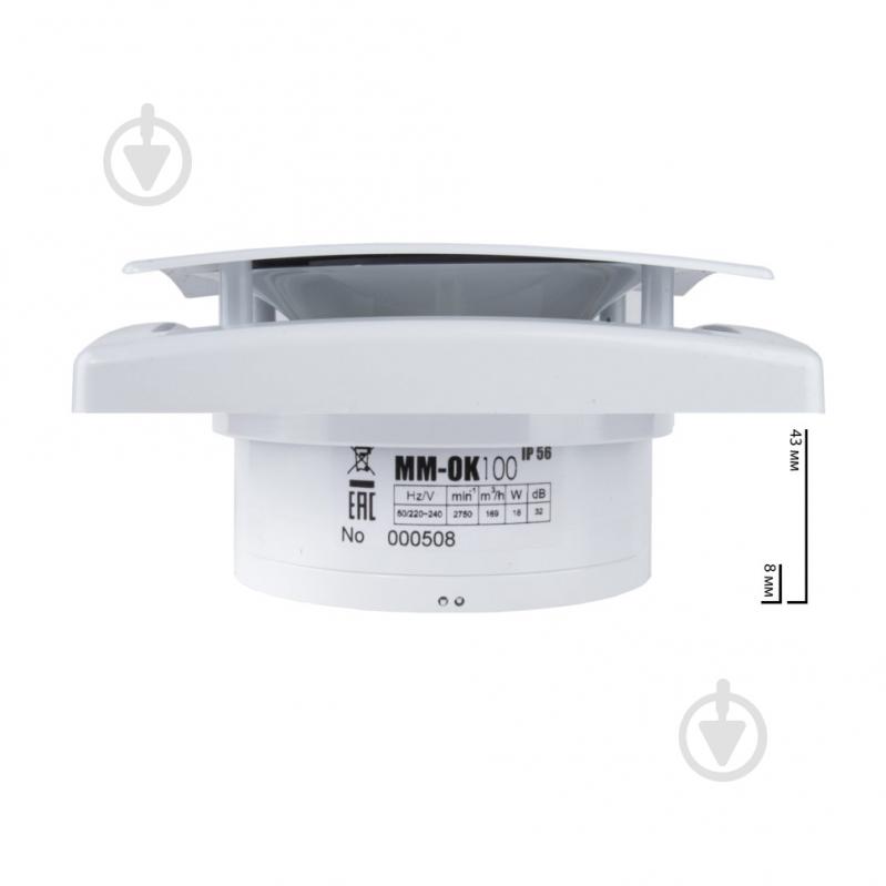 Вытяжной вентилятор MMotors ММ-ОК 100/169 белый сверхтонкий с клапаном - фото 3