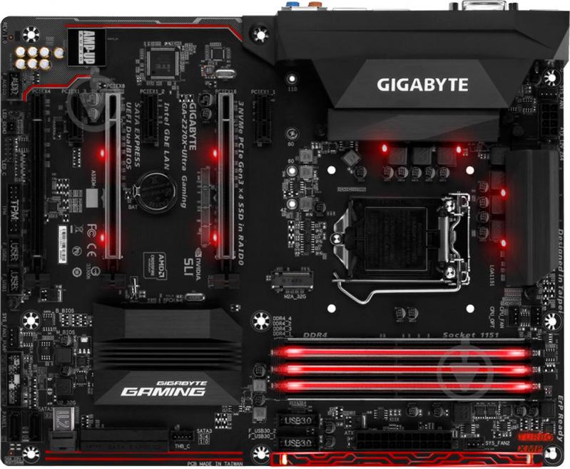 Материнська плата Gigabyte GA-Z270X-Ultra_Gaming (Socket 1151, Intel Z270, ATX) - фото 1