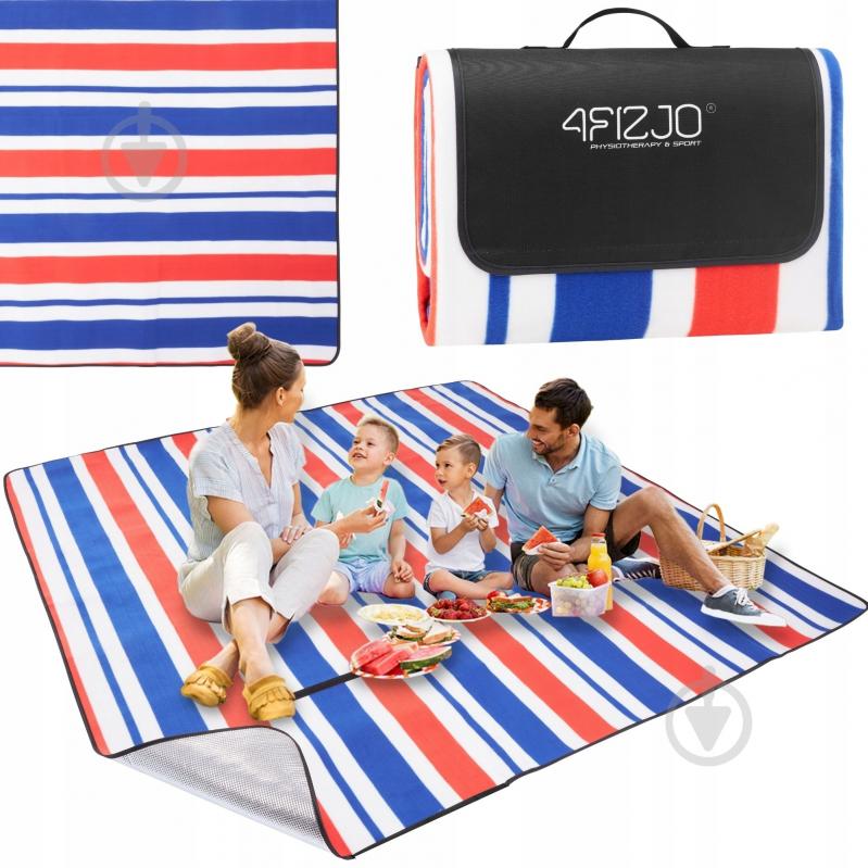 Коврик для пикника 4fizjo (P-5907739317186) 4FJ0393 200x200 см синий с красным - фото 1