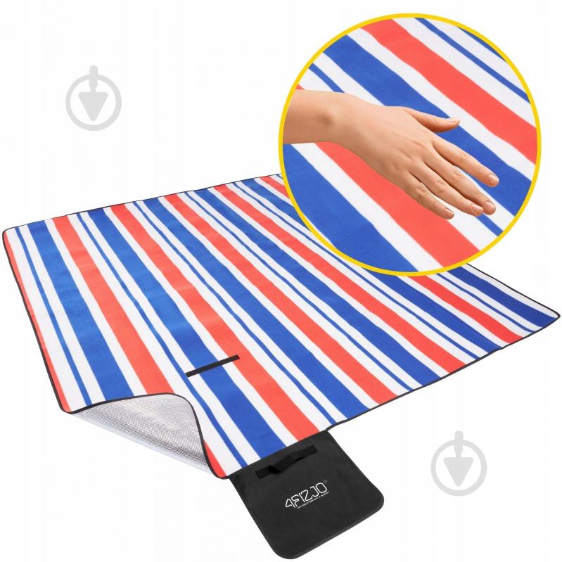 Коврик для пикника 4fizjo (P-5907739317186) 4FJ0393 200x200 см синий с красным - фото 4