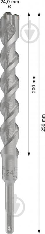 Бур Bosch 5X SDS-plus 24x200 мм 250 мм 1 шт. 2608836647 - фото 3