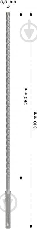 Бур Bosch 5X SDS-plus 5,5x250 мм 310 мм 1 шт. 2608836610 - фото 3