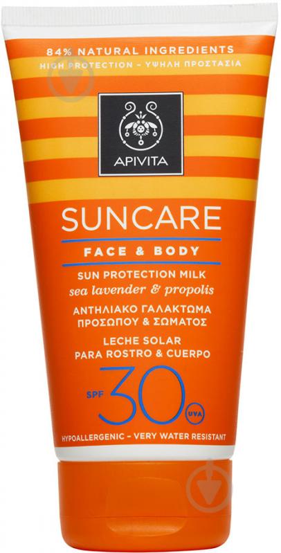 Молочко солнцезащитное Apivita для лица и тела SPF 30 с кермеком и прополисом 150 мл - фото 1