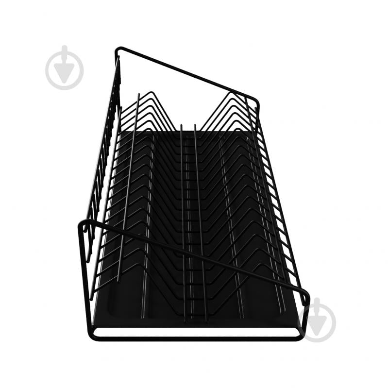 Сушарка для посуду DC однорівнева 600 мм термопластична чорна з бортом - фото 3