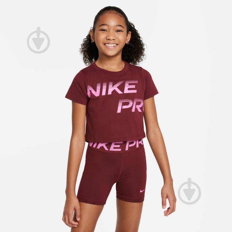 Футболка Nike G NK DFCT CROP SE+ FN9691-619 р.XS коричневый - фото 1