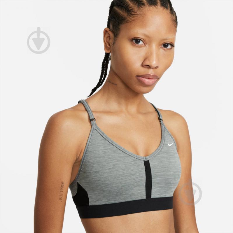 Бра Nike W NK DF INDY V-NECK BRA CZ4456-084 р.XS серый - фото 4