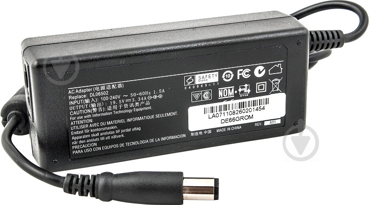 Блок живлення PowerPlant DE65GROM для Dell 220V 19,5V 65W 3,34A (7,4х5,0) - фото 1