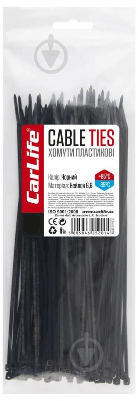 Хомут пластиковий CarLife Cable Ties 2,5х200мм 100 шт. 219507 - фото 1