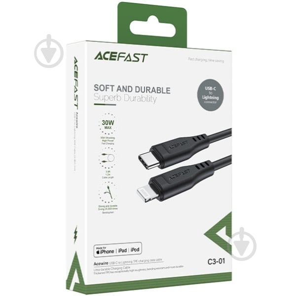 Кабель Acefast 1,2 м черный (6974316280804) - фото 3