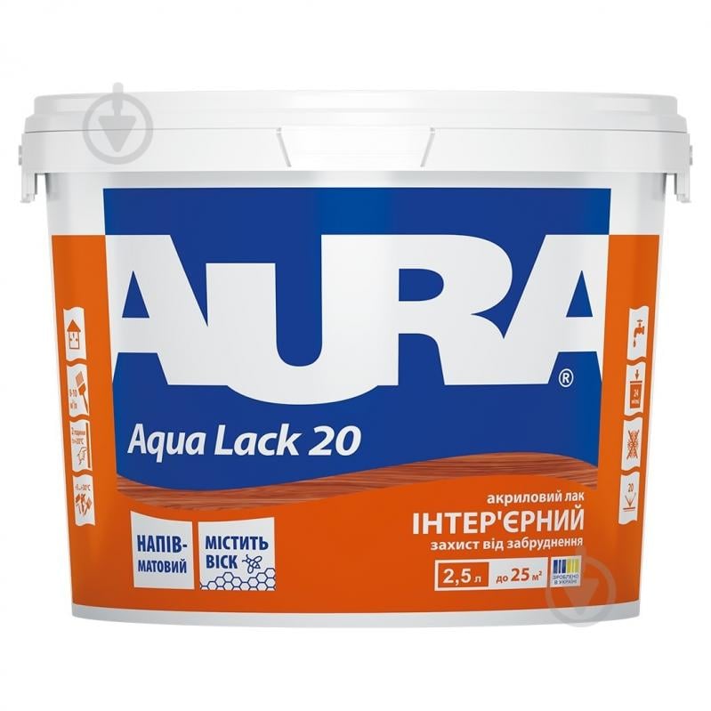 Лак интерьерный Aqua Lack 20 Aura® полумат 2,5 л - фото 1 Лак интерьерный Aqua Lack 20 Aura® полумат 2,5 л - фото 1