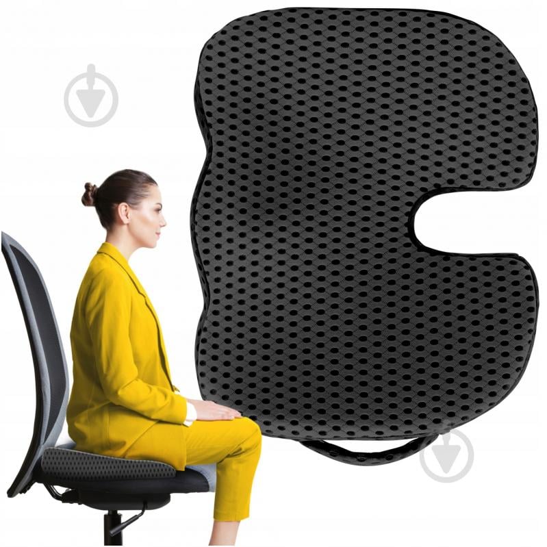 Подушка ортопедична для сидіння 35x45x7 см Black (P-5907739318794) 4fizjo 35x45 см чорний - фото 1 Подушка ортопедична для сидіння 35x45x7 см Black (P-5907739318794) 4fizjo 35x45 см чорний - фото 1