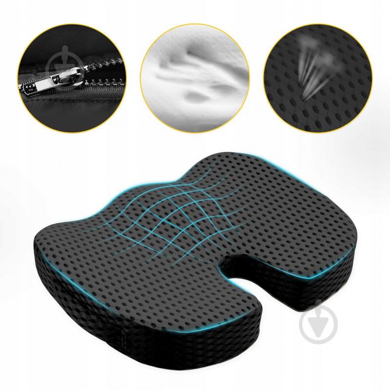 Подушка ортопедична для сидіння 35x45x7 см Black (P-5907739318794) 4fizjo 35x45 см чорний - фото 4 Подушка ортопедична для сидіння 35x45x7 см Black (P-5907739318794) 4fizjo 35x45 см чорний - фото 4