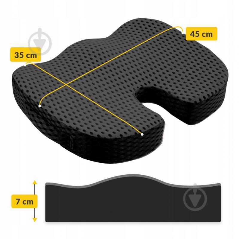 Подушка ортопедична для сидіння 35x45x7 см Black (P-5907739318794) 4fizjo 35x45 см чорний - фото 2 Подушка ортопедична для сидіння 35x45x7 см Black (P-5907739318794) 4fizjo 35x45 см чорний - фото 2