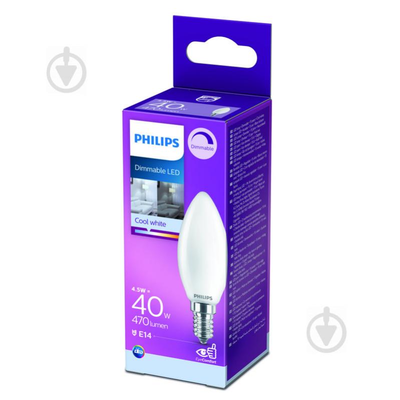 Лампа світлодіодна Philips FIL DIM B35 4,5 Вт E14 4000 К 220 В прозора 929002430866 - фото 1