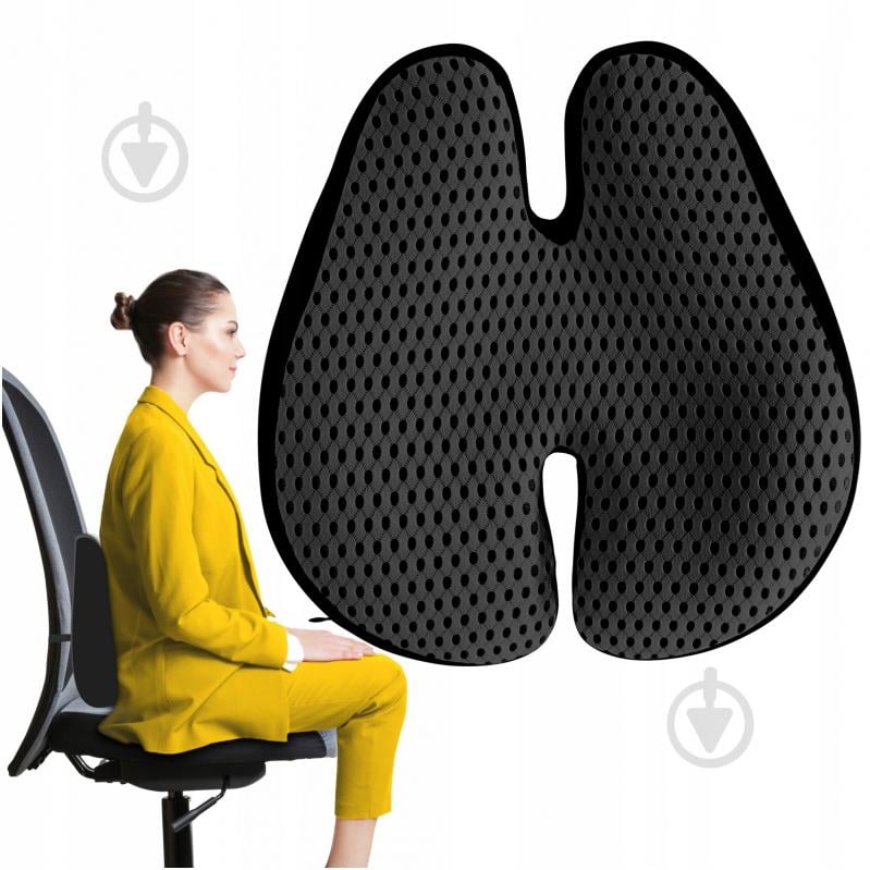 Подушка ортопедическая для спины 41x40 см Black (P-5907739318763) 4fizjo 41x40 см черный - фото 1