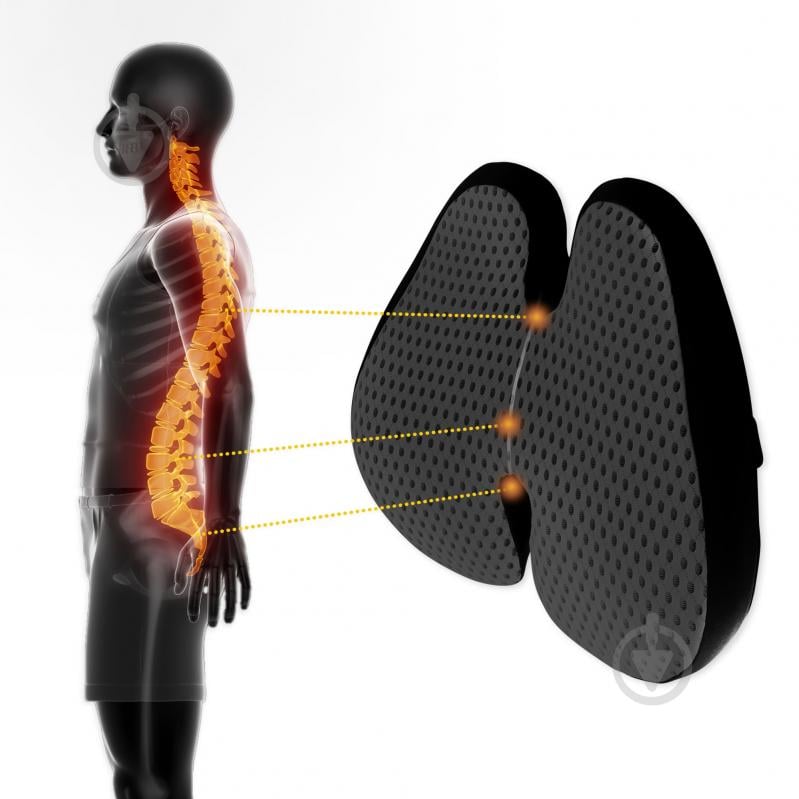 Подушка ортопедическая для спины 41x40 см Black (P-5907739318763) 4fizjo 41x40 см черный - фото 8