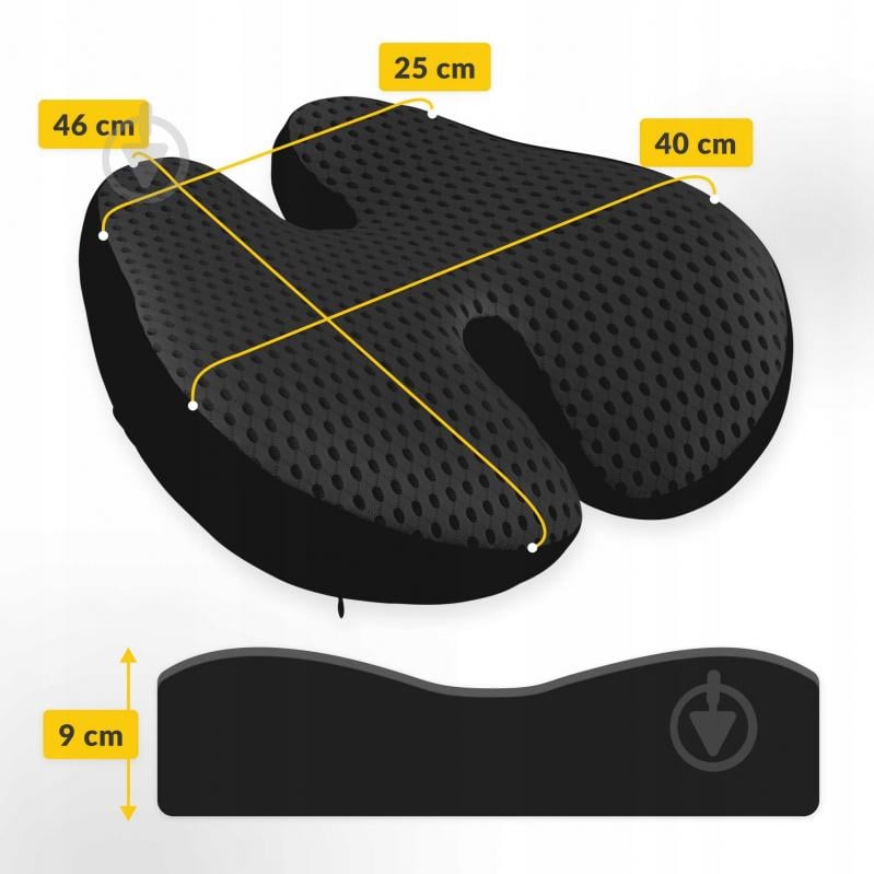 Подушка ортопедическая для спины 41x40 см Black (P-5907739318763) 4fizjo 41x40 см черный - фото 6