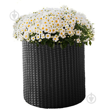 Горщик пластиковий Keter S Cylinder Planter круглий 7 л сірий - фото 1