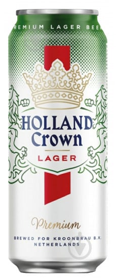 Пиво Holland Crown светлое фильтрованное ж/б 4,8% 0,5 л - фото 1