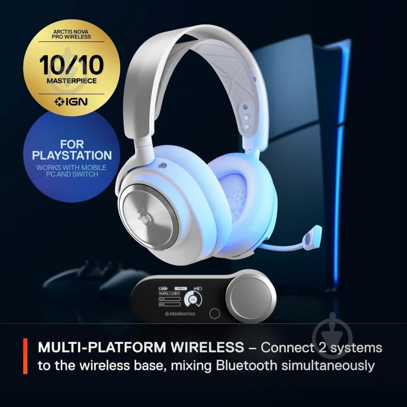 Гарнітура ігрова SteelSeries Arctis Nova Pro Wireless white (61526) - фото 6 Гарнітура ігрова SteelSeries Arctis Nova Pro Wireless white (61526) - фото 6