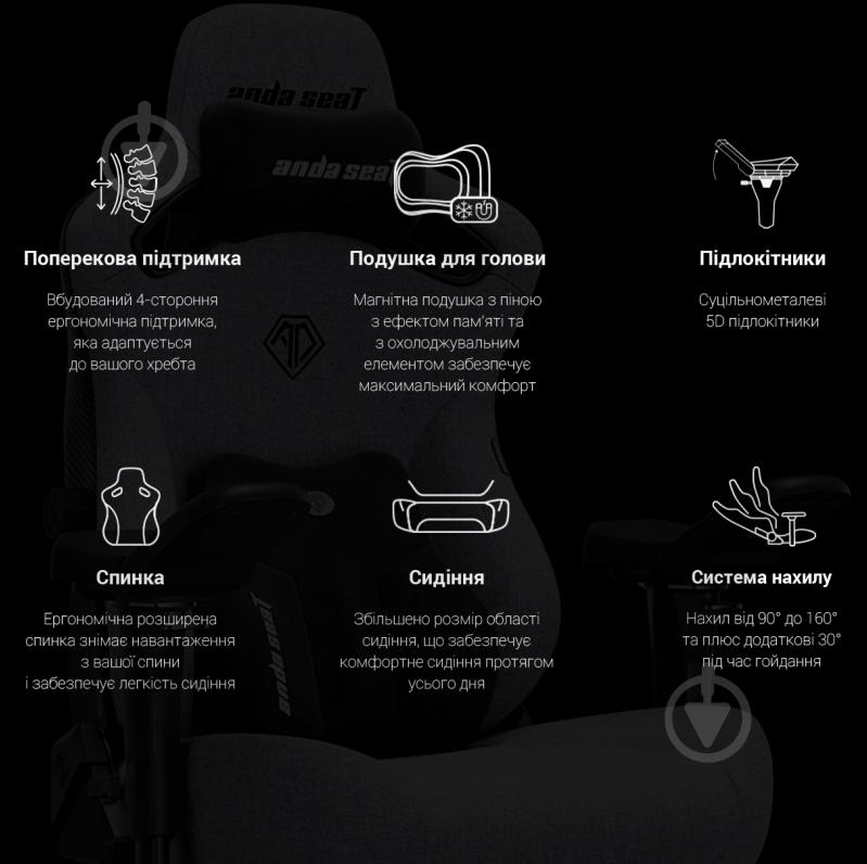 Крісло ігрове Anda Seat Kaiser 3 Pro Size XL Black Fabric рожевий - фото 13