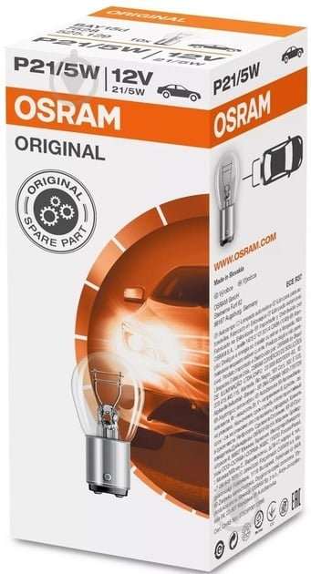 Автолампа накаливания Osram P21/5W 21/5 Вт 1 шт. (4050300838069) - фото 2 Автолампа накаливания Osram P21/5W 21/5 Вт 1 шт. (4050300838069) - фото 2