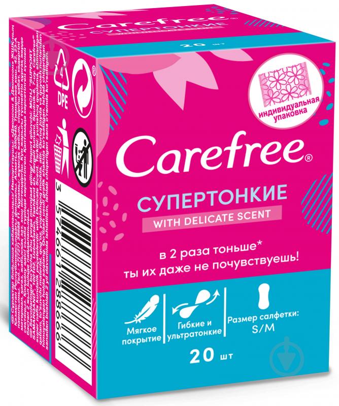 Прокладки щоденні Carefree СуперТонкі Cotton feel mini 20 шт. - фото 1