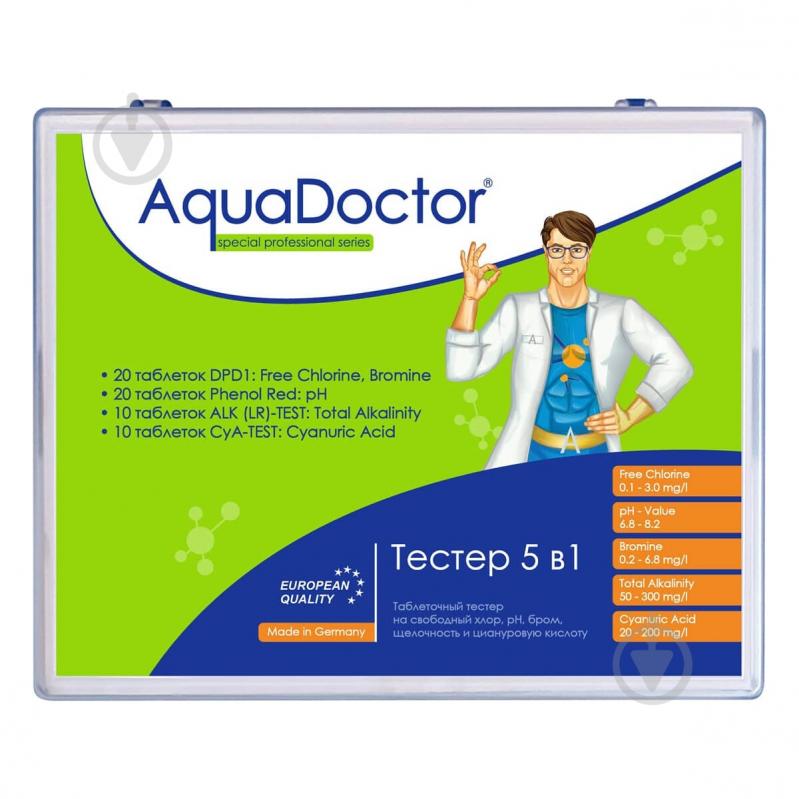 Тестер 4 в 1 на pH/CL/Cy/Alk (20 тестов) AquaDoctor - фото 1 Тестер 4 в 1 на pH/CL/Cy/Alk (20 тестов) AquaDoctor - фото 1