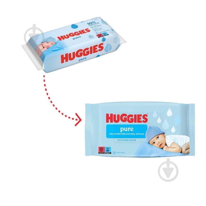 Серветки Huggies Ultra Comfort Pure 2+1 56х3 168 шт. - фото 3