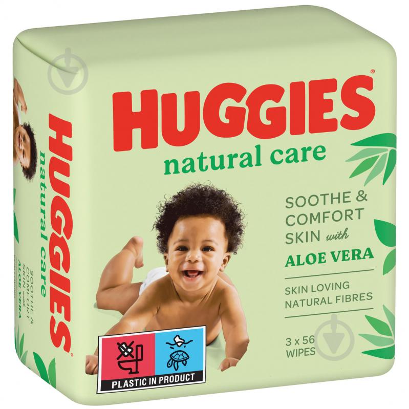Дитячі вологі серветки Huggies Natural Care 2+1 56х3 168 шт. - фото 2