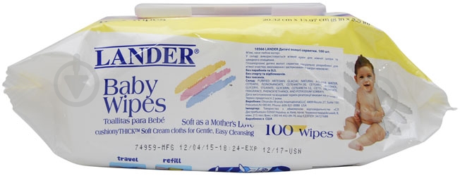 Дитячі вологі серветки Lander Soft Cream 100 шт. - фото 3