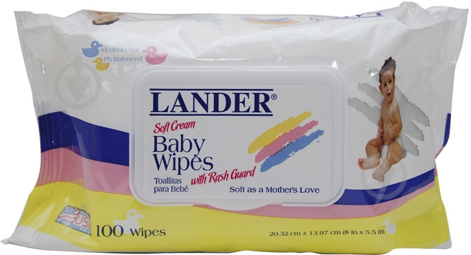 Дитячі вологі серветки Lander Soft Cream 100 шт. - фото 1