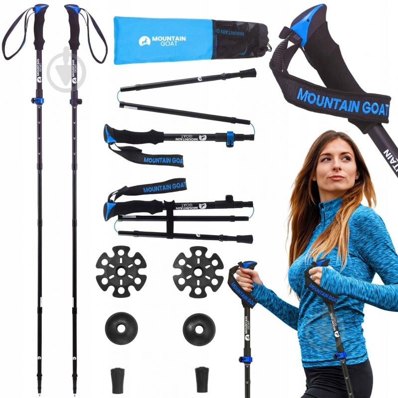 Трекинговые палки Mountain Goat Pro+ 43-130 см Black/Blue (P-5907739318244) MG0007 - фото 1