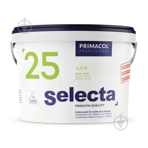 Фарба інтер'єрна латексна Primacol Professional SELECTA 25 глянець білий 5 л - фото 1