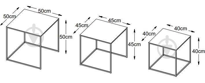 Комплект столиков Unique Furniture PEBBLE 400-450-500x400-450-500x400-450-500 мм черный/черный (44540600 ) - фото 5