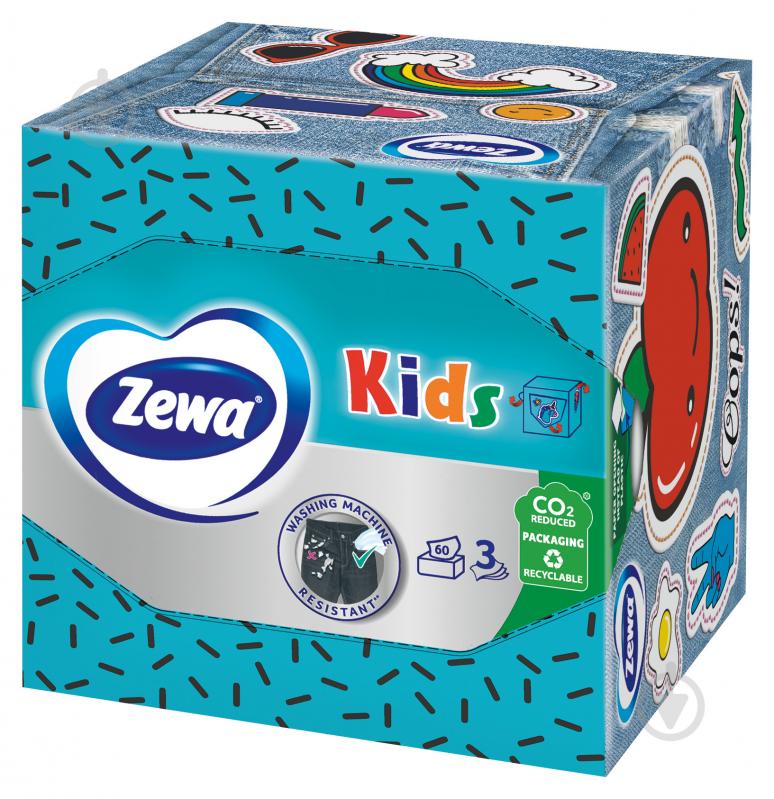 Серветки паперові у коробці Zewa Kids косметичні тришарові 60 шт. - фото 4