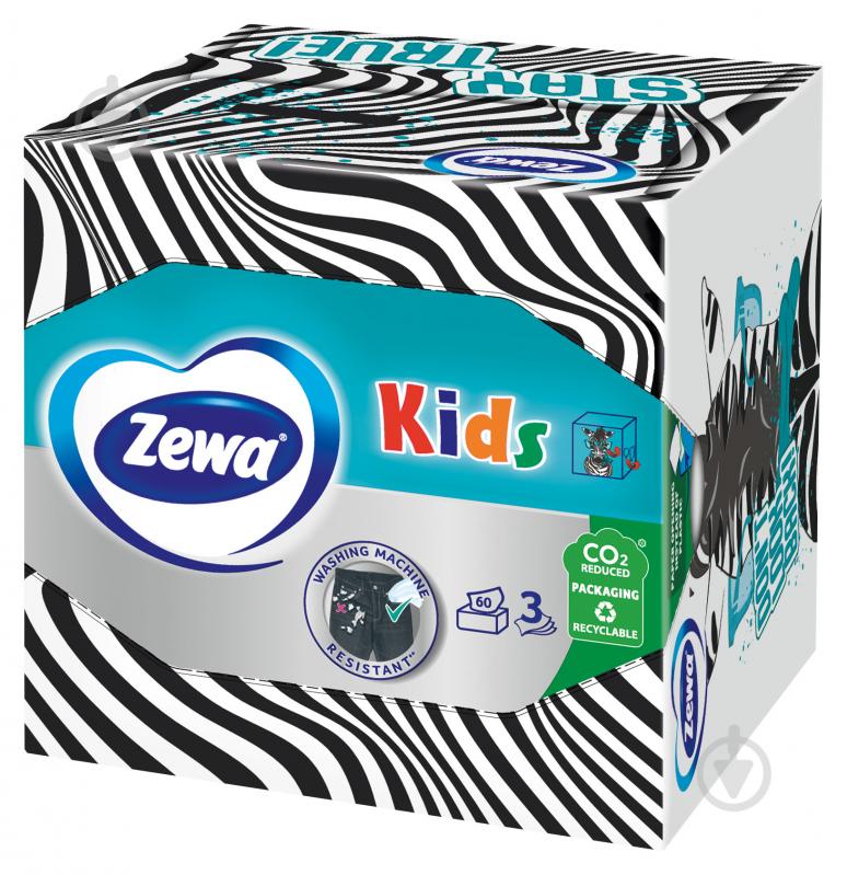 Серветки паперові у коробці Zewa Kids косметичні тришарові 60 шт. - фото 2