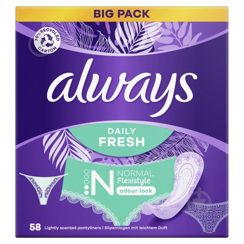 Прокладки ежедневные Always Daily Fresh Normal Flexistyle 58 шт. - фото 2 Прокладки ежедневные Always Daily Fresh Normal Flexistyle 58 шт. - фото 2