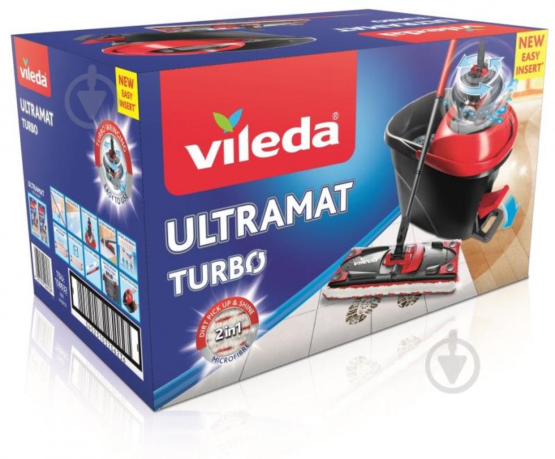 Комплект швабра і відро з механічним віджимом для прибирання Vileda Ultramat Turbo 36 см - фото 1