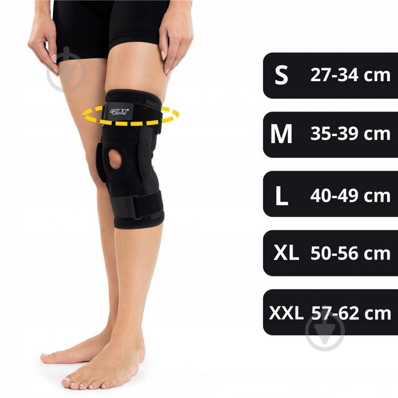 Бандаж для коліна Фіксатор (бандаж) для коліна 4FIZJO шарнірний 1 шт 4FJ0471 Size S 4fizjo 4FJ0471 р. S чорний - фото 3
