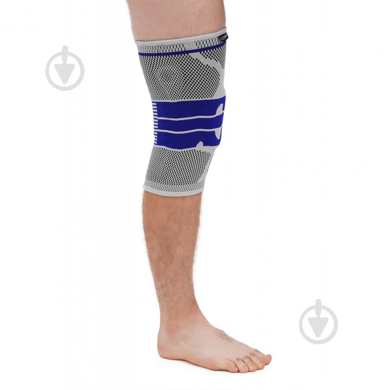 Бандаж для коліна Фіксатор (бандаж) для коліна Cornix 3D 1 шт XR-0202 Size M Cornix XR-0202 р. M сірийсиній - фото 7