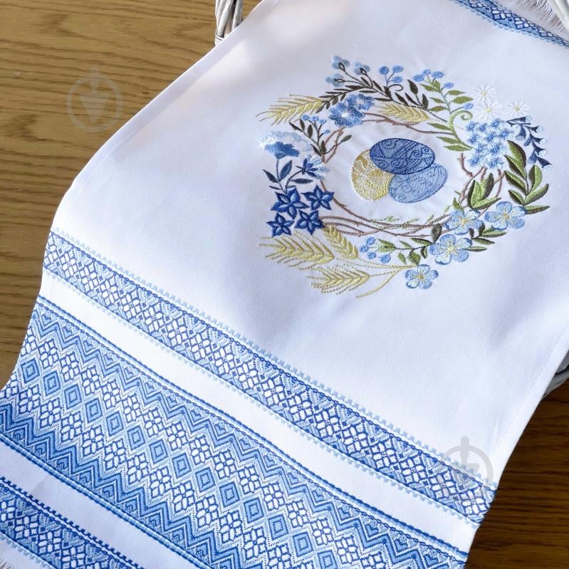 Рушник великодній Горлиця 31x80 см Едельвіка білий/блакитний - фото 2