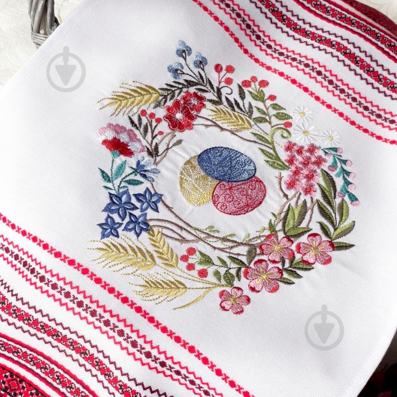 Рушник великодній Аншлаг 30x68 см Едельвіка білий/червоний - фото 2