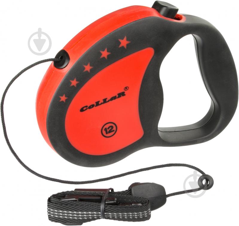 Поводок-рулетка Collar Control до 12 кг 5 м красный с черным 81133 - фото 1