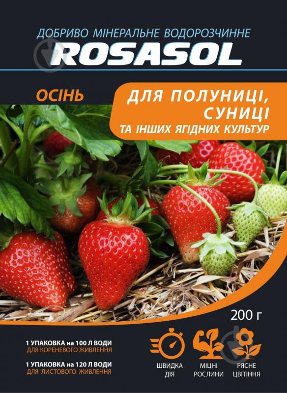 Удобрение осеннее ROSASOL для клубники, земляники и других ягодных культур 200 г - фото 1