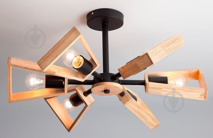 ВІТРИНА! Люстра стельова Strotskis Klark 6x40 Вт E27 чорний/бежевий 70056/6 - фото 3