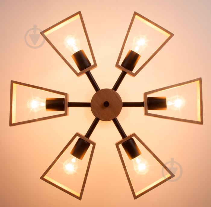 ВІТРИНА! Люстра стельова Strotskis Klark 6x40 Вт E27 чорний/бежевий 70056/6 - фото 4